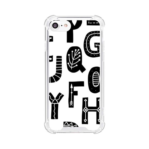 Black and White Hand-Drawn Alphabet Letters Pattern iPhone 7/8/SE (2020) Case