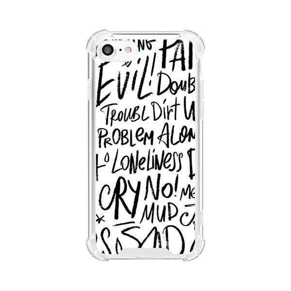 Black and White Negative Words Pattern iPhone 7/8/SE (2020) Case