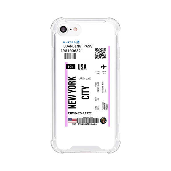 Boarding Pass New York City Flight Ticket iPhone 7/8/SE (2020) Case
