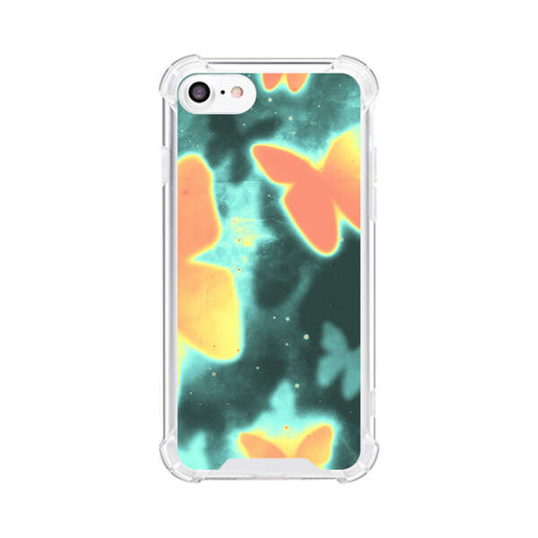 Bright Glowing Orange Butterflies Blue Background iPhone 7/8/SE (2020) Case