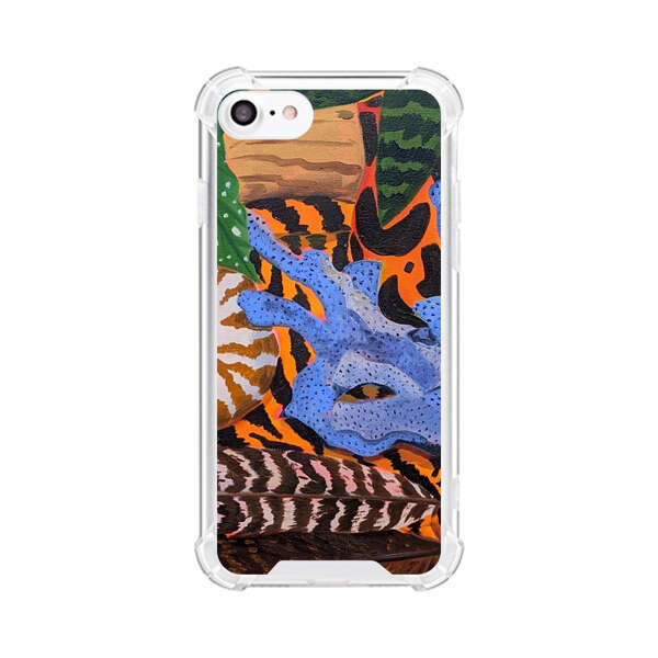 Tropical Coral Seashell Feathers on Tiger Pattern iPhone 7/8/SE (2020) Case