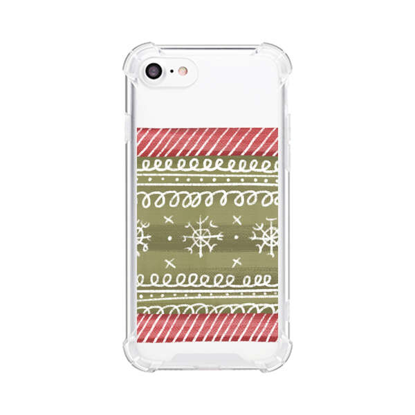 Winter Pattern with Snowflakes and Red Stripes iPhone 7/8/SE (2020) Case