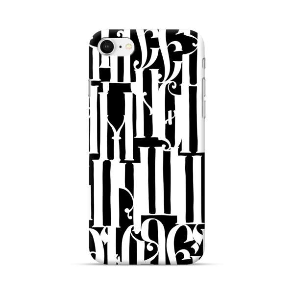 Abstract Black and White Pattern with Ornamental Letters iPhone 7/8/SE (2020) Hard Case