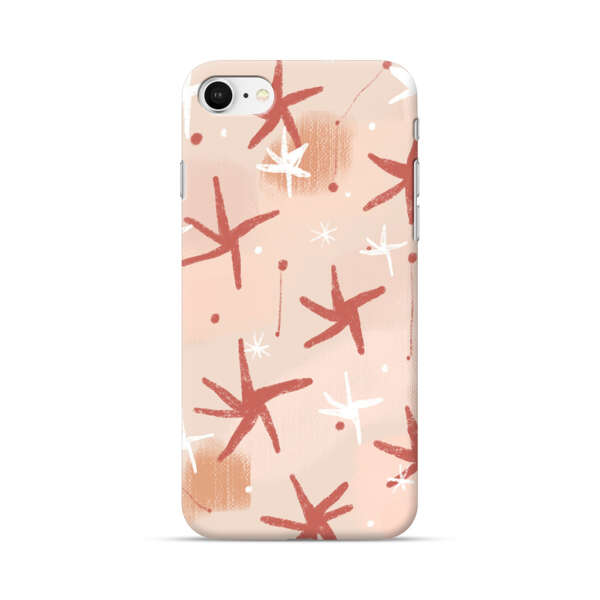Abstract Star Pattern Red and White on Beige Background iPhone 7/8/SE (2020) Hard Case