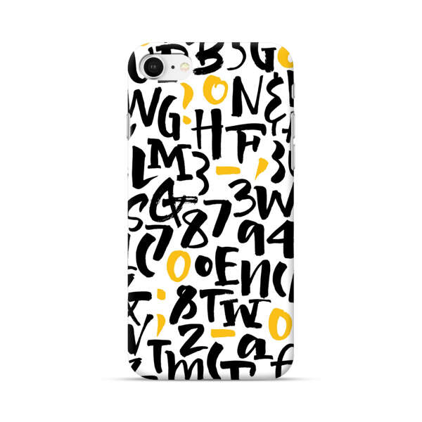 Abstract Typography Letter Number Pattern iPhone 7/8/SE (2020) Hard Case