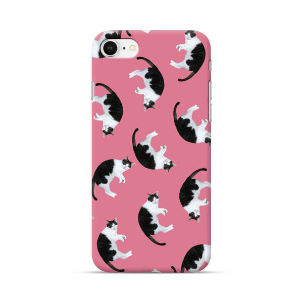 Black and White Cats Pattern on Pink Background iPhone 7/8/SE (2020) Hard Case