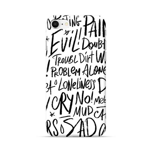 Black and White Negative Words Pattern iPhone 7/8/SE (2020) Hard Case