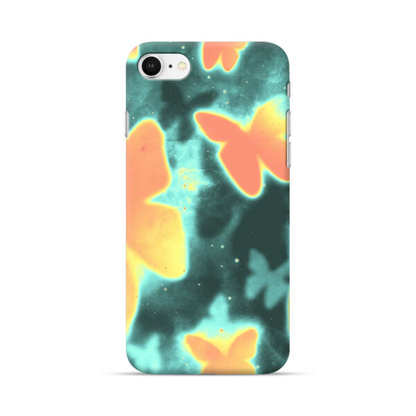 Bright Glowing Orange Butterflies Blue Background iPhone 7/8/SE (2020) Hard Case