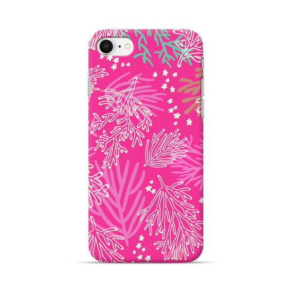 Bright Pink Tropical Leaf Pattern iPhone 7/8/SE (2020) Hard Case