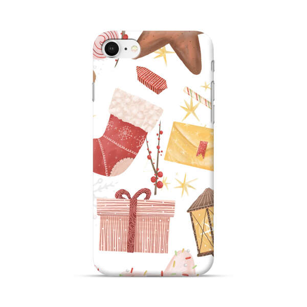 Christmas Festive Pattern with Gingerbread and Gifts iPhone 7/8/SE (2020) Hard Case