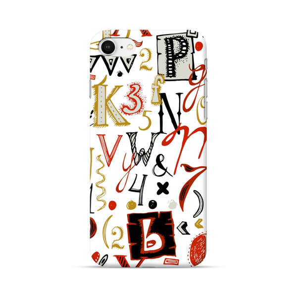 Colorful Hand Drawn Letters and Numbers Pattern iPhone 7/8/SE (2020) Hard Case