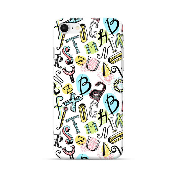Colorful Scattered Alphabet Letters Pattern iPhone 7/8/SE (2020) Hard Case