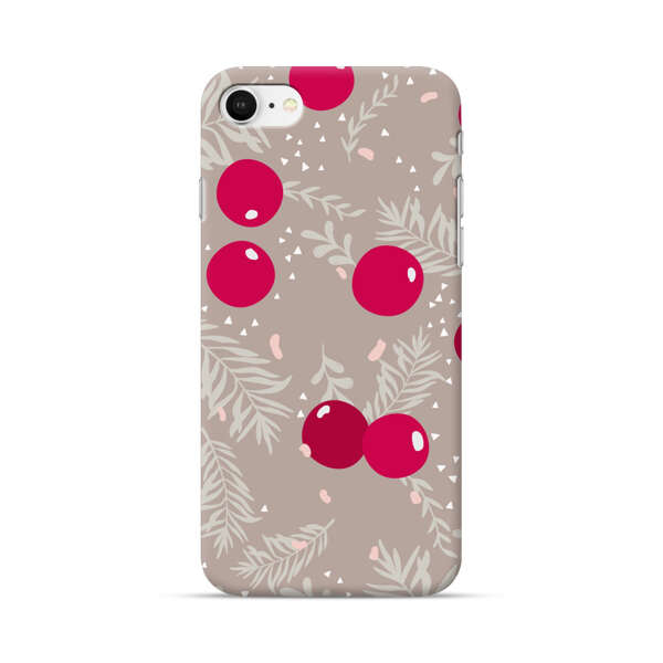 Cranberries and pine branches holiday pattern iPhone 7/8/SE (2020) Hard Case