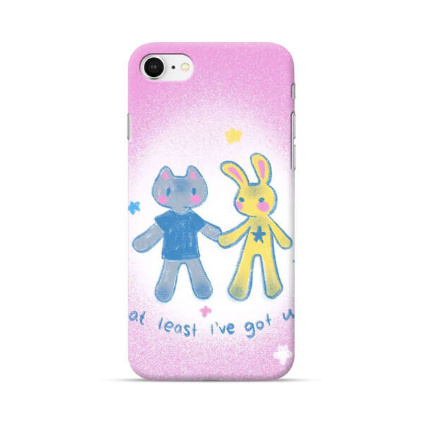 Cute Cat and Rabbit Holding Hands iPhone 7/8/SE (2020) Hard Case