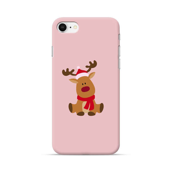 Cute Reindeer with Santa Hat and Red Scarf iPhone 7/8/SE (2020) Hard Case