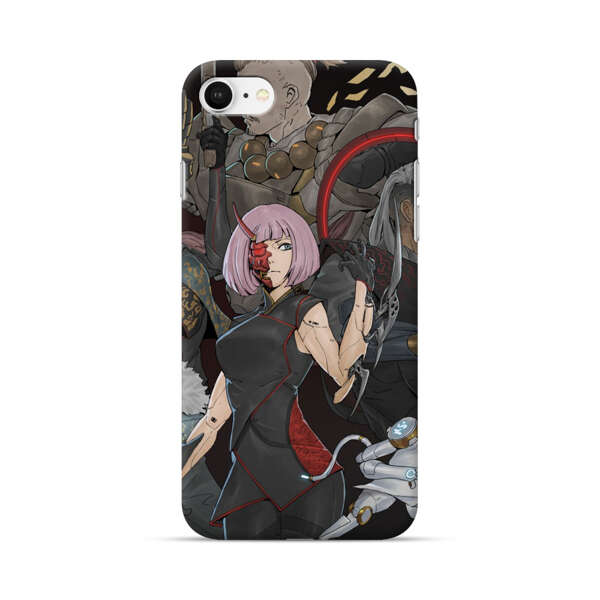 Futuristic Cyberpunk Warriors and Robotic Cat in Dynamic Pose iPhone 7/8/SE (2020) Hard Case