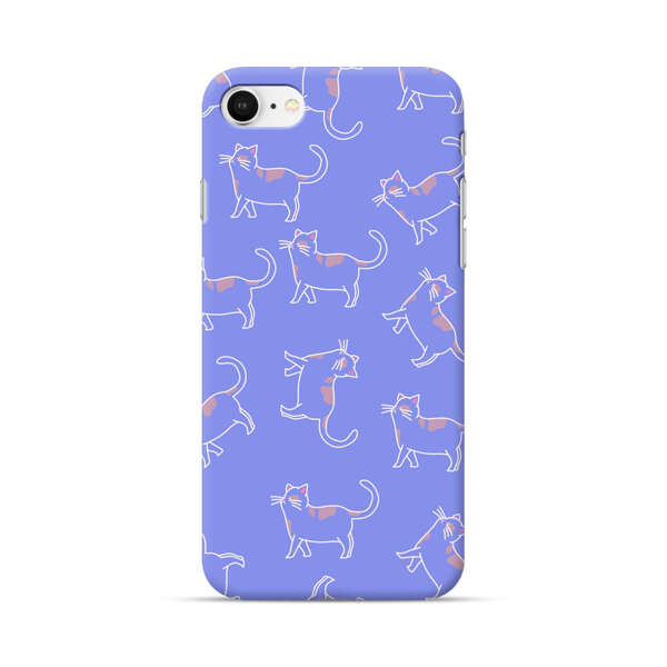 Playful Cartoon Cats on Purple Background iPhone 7/8/SE (2020) Hard Case