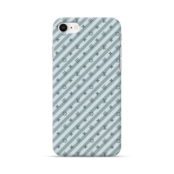 Stylish Blue Diagonal Striped Luxury Logo Pattern iPhone 7/8/SE (2020) Hard Case