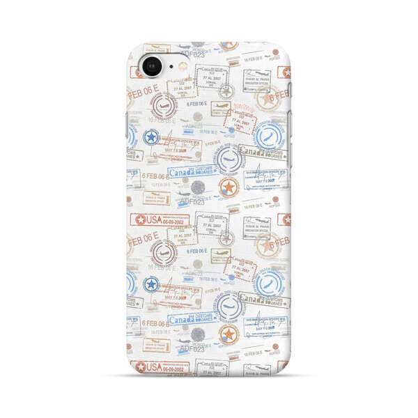 Vintage Passport Stamps Pattern iPhone 7/8/SE (2020) Hard Case