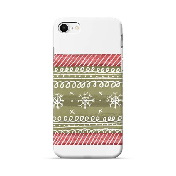 Winter Pattern with Snowflakes and Red Stripes iPhone 7/8/SE (2020) Hard Case