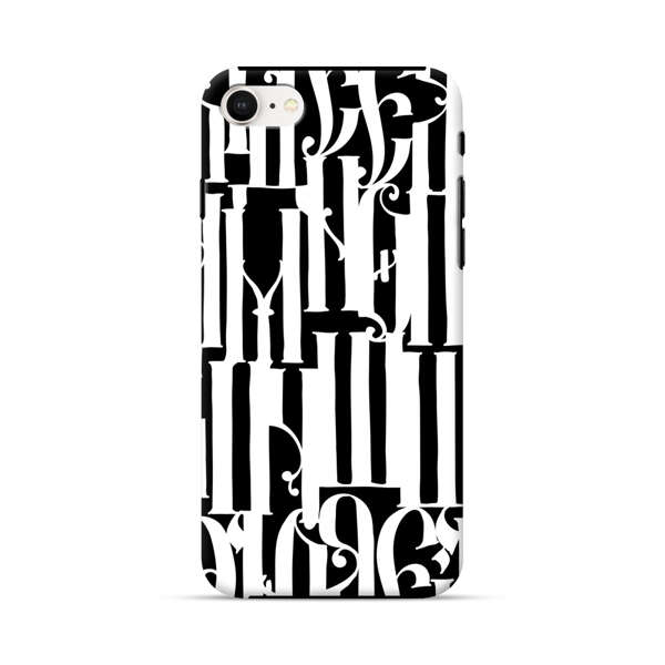 Abstract Black and White Pattern with Ornamental Letters iPhone 7/8/SE (2020) Impact Case