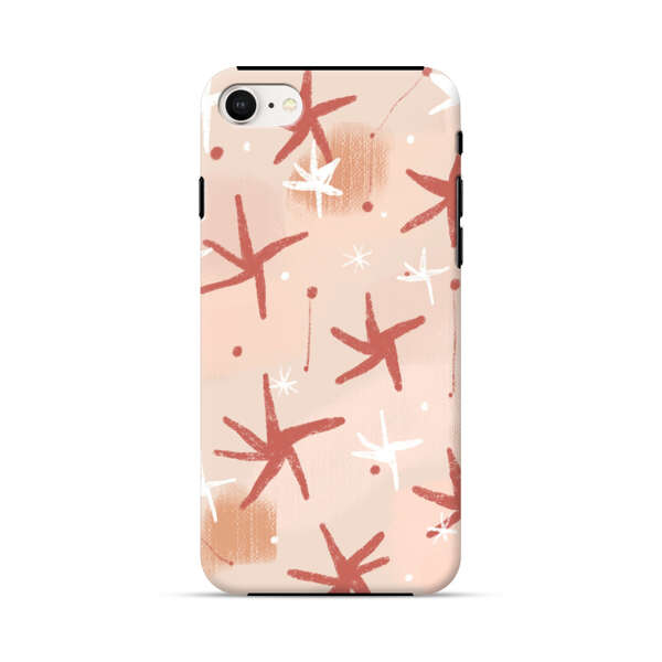 Abstract Star Pattern Red and White on Beige Background iPhone 7/8/SE (2020) Impact Case