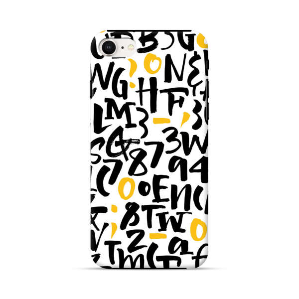 Abstract Typography Letter Number Pattern iPhone 7/8/SE (2020) Impact Case
