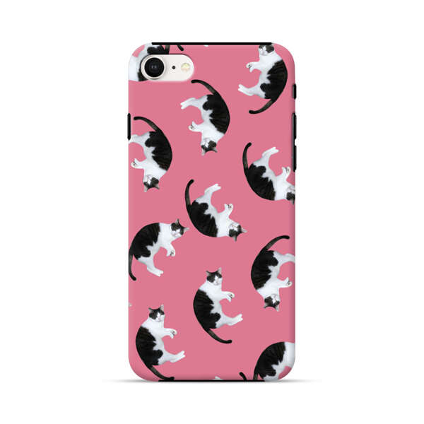 Black and White Cats Pattern on Pink Background iPhone 7/8/SE (2020) Impact Case
