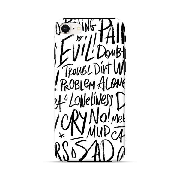 Black and White Negative Words Pattern iPhone 7/8/SE (2020) Impact Case