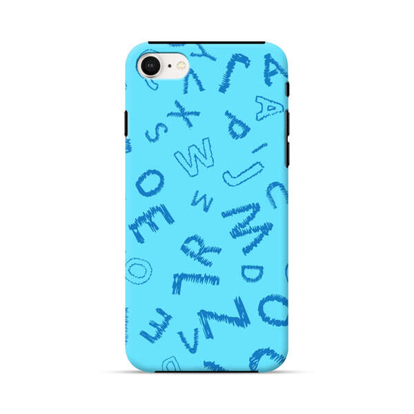 Blue background with random sketched alphabet letters iPhone 7/8/SE (2020) Impact Case