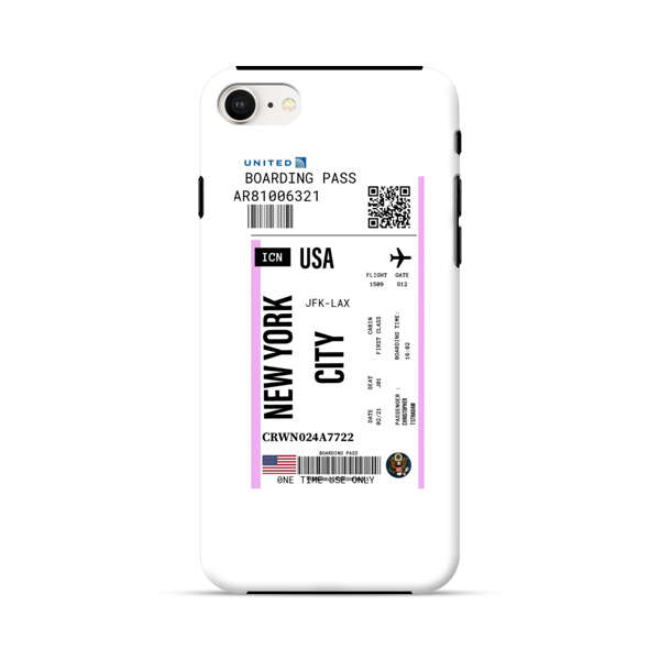Boarding Pass New York City Flight Ticket iPhone 7/8/SE (2020) Impact Case