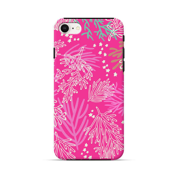 Bright Pink Tropical Leaf Pattern iPhone 7/8/SE (2020) Impact Case