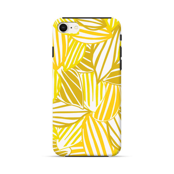 Bright Yellow Striped Tropical Leaves Pattern iPhone 7/8/SE (2020) Impact Case