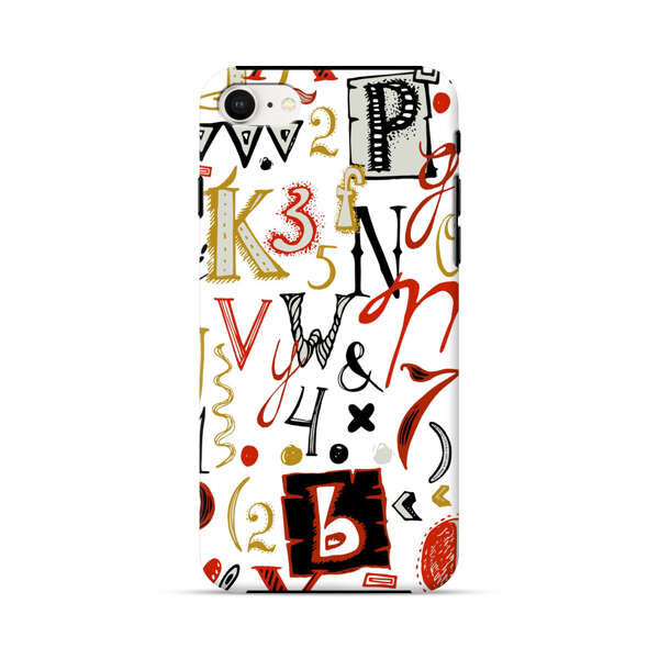 Colorful Hand Drawn Letters and Numbers Pattern iPhone 7/8/SE (2020) Impact Case