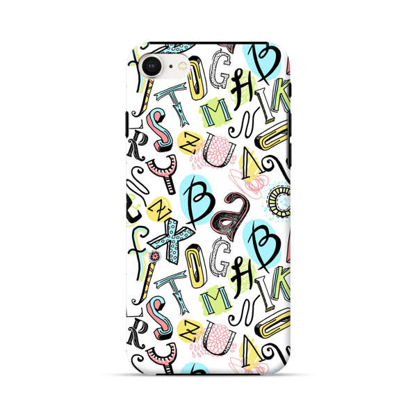 Colorful Scattered Alphabet Letters Pattern iPhone 7/8/SE (2020) Impact Case