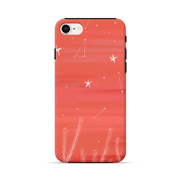Coral Night Sky with Stars and Plants iPhone 7/8/SE (2020) Impact Case