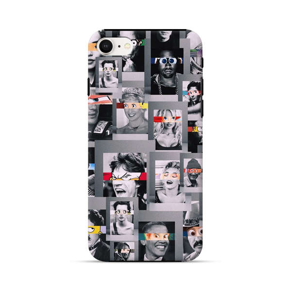 Creative Collage of Iconic Black and White Portraits with Cartoon Eyes iPhone 7/8/SE (2020) Impact Case