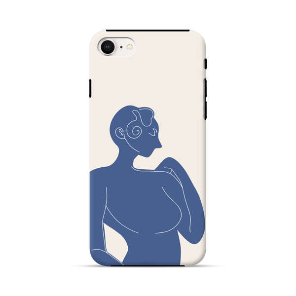 Minimalistic Abstract Female Silhouette Blue iPhone 7/8/SE (2020) Impact Case