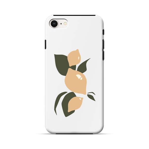 Minimalistic Beige Lemons with Green Leaves iPhone 7/8/SE (2020) Impact Case