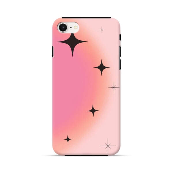 Pink Peach Gradient with Black Stars iPhone 7/8/SE (2020) Impact Case
