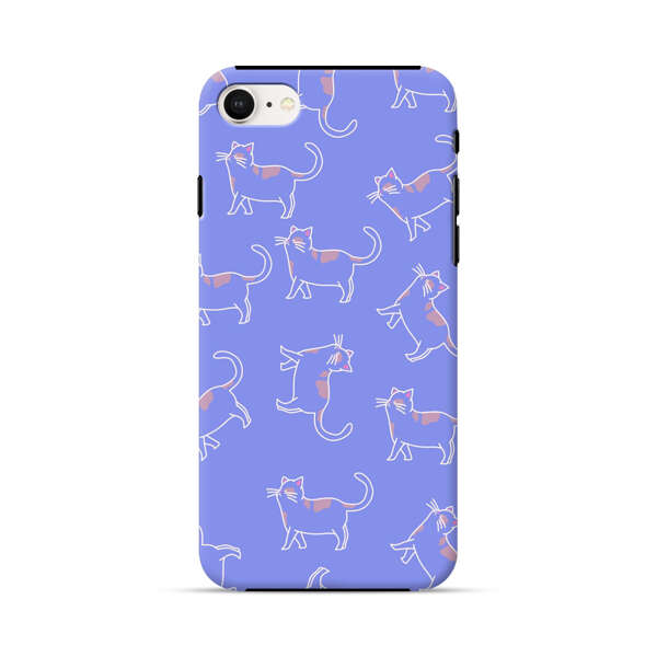 Playful Cartoon Cats on Purple Background iPhone 7/8/SE (2020) Impact Case
