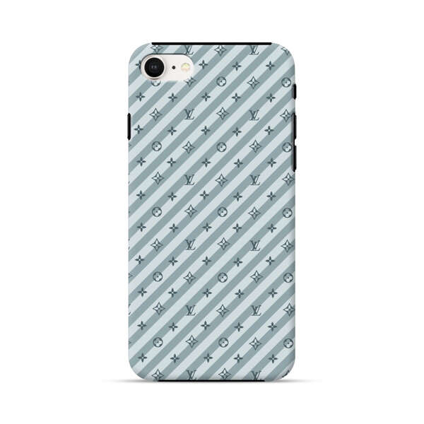 Stylish Blue Diagonal Striped Luxury Logo Pattern iPhone 7/8/SE (2020) Impact Case