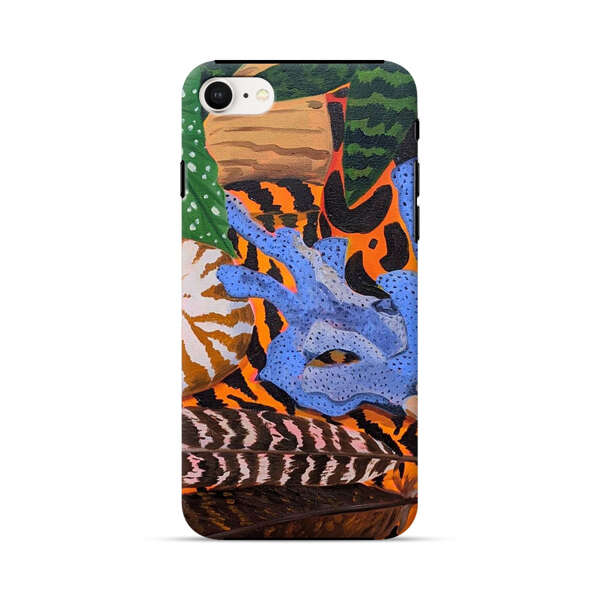 Tropical Coral Seashell Feathers on Tiger Pattern iPhone 7/8/SE (2020) Impact Case