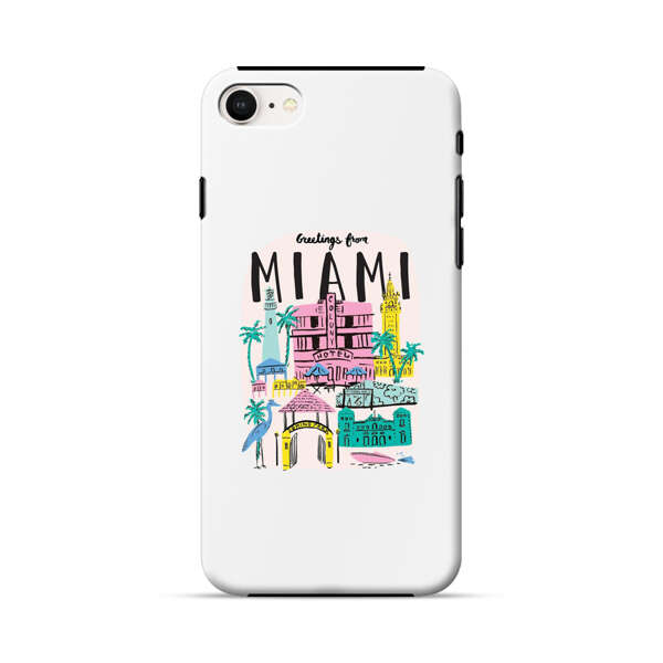 Vibrant Miami Cityscape Illustration iPhone 7/8/SE (2020) Impact Case