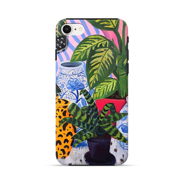 Vibrant Tropical Plants and Decorative Vases iPhone 7/8/SE (2020) Impact Case