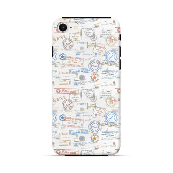 Vintage Passport Stamps Pattern iPhone 7/8/SE (2020) Impact Case