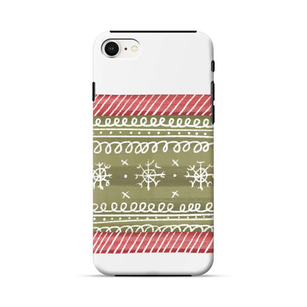 Winter Pattern with Snowflakes and Red Stripes iPhone 7/8/SE (2020) Impact Case
