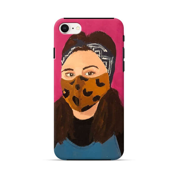 Woman Leopard Print Face Mask iPhone 7/8/SE (2020) Impact Case