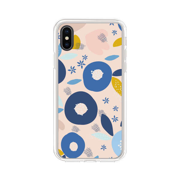 Abstract Floral Pattern with Blue, Pink and Mustard Flowers iPhone X/XS Case