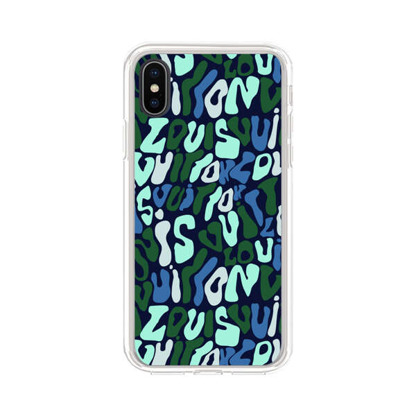 Abstract Layered Text Pattern in Blue and Green iPhone X/XS Case
